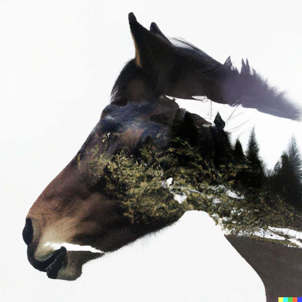 a horse, photograph, double exposure